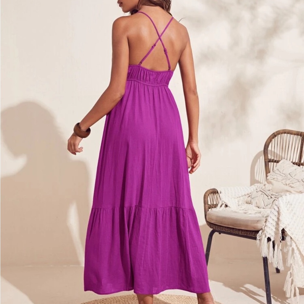 Crossed-back Ruffle Cami Dress - Picture 3 of 5